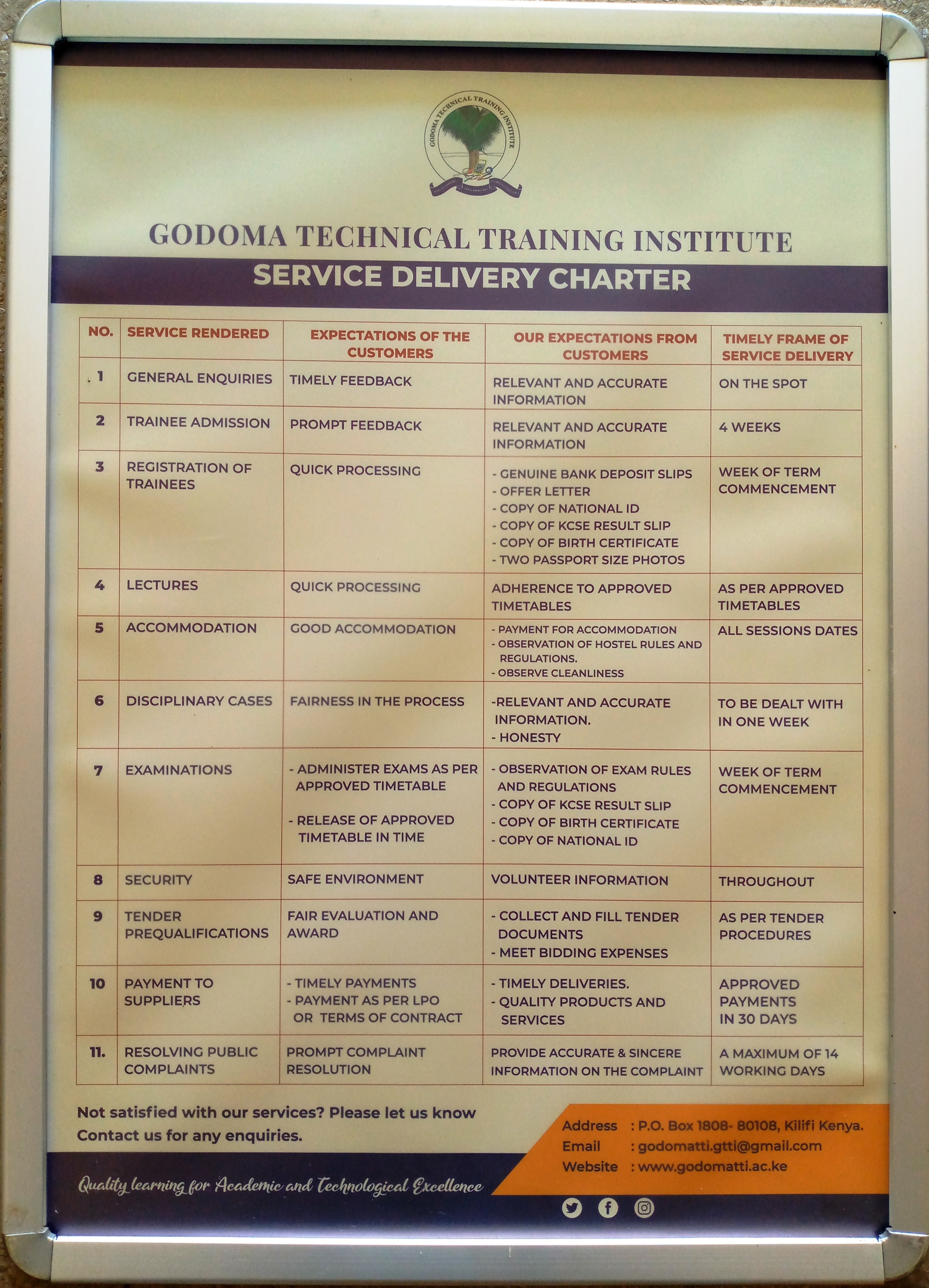 Godoma TTI Service Charter